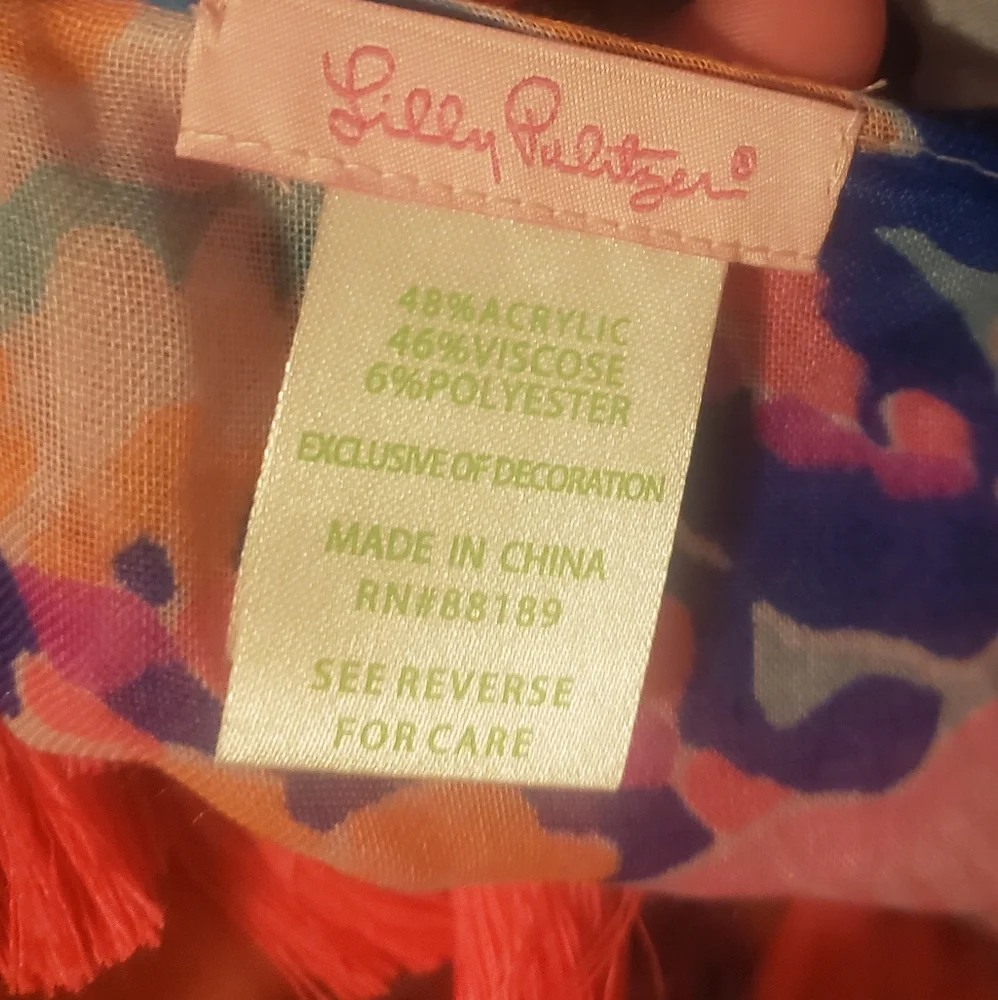 NWOT Lilly Pulitzer Colorful Striped and Floral Scarf - Picture 2 of 2